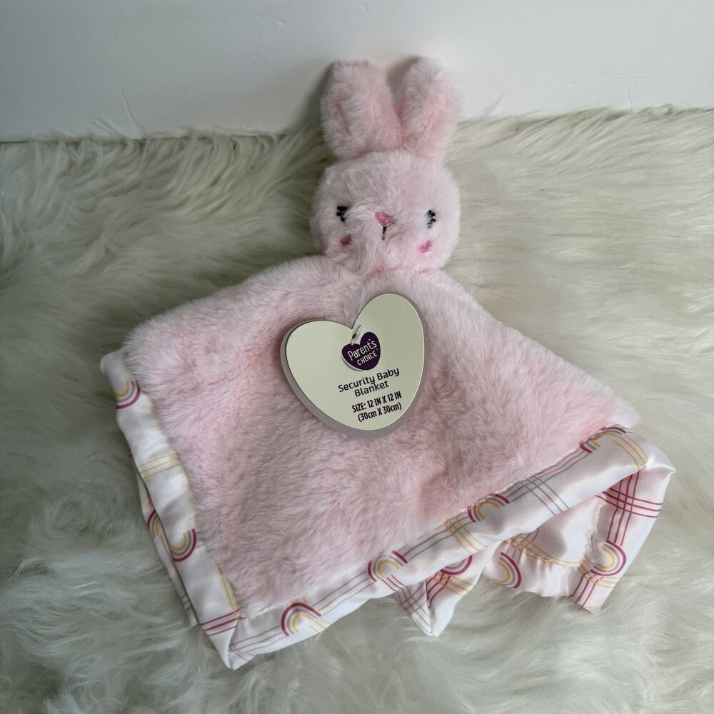 Parent's Choice Pink Bunny Rabbit Security Blanket Lovey Plush Nunu Satin Edge